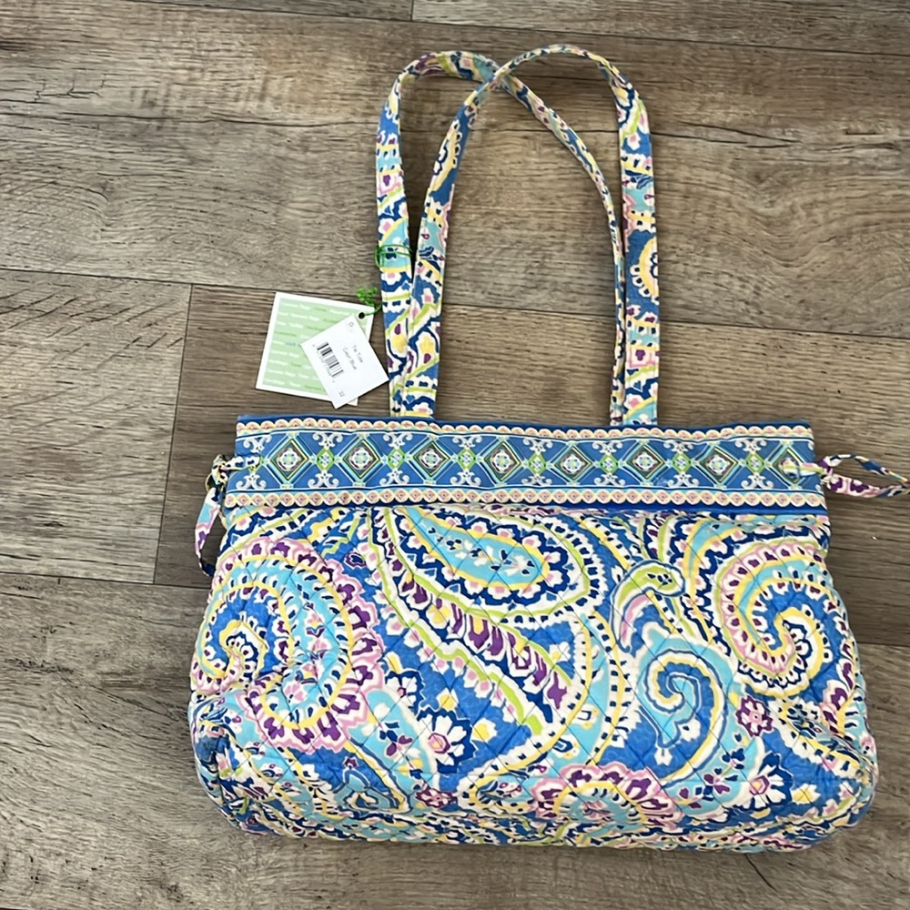 NWT Vera Bradley Tie Tote Shoulder Bag Capri Blue